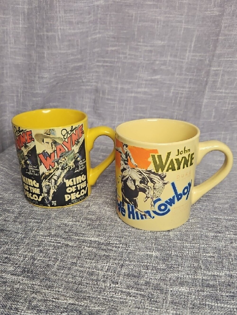 John Wayne Vintage 1980s "Radio Days" Movie Poster Ceramic Mug Set - Picture 3 of 7